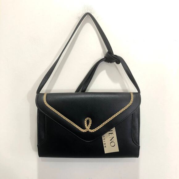 Bueno Collection Handbags - Bueno‎ Collection Black Faux Leather Woven Rope Detail Classic Crossbody Bag